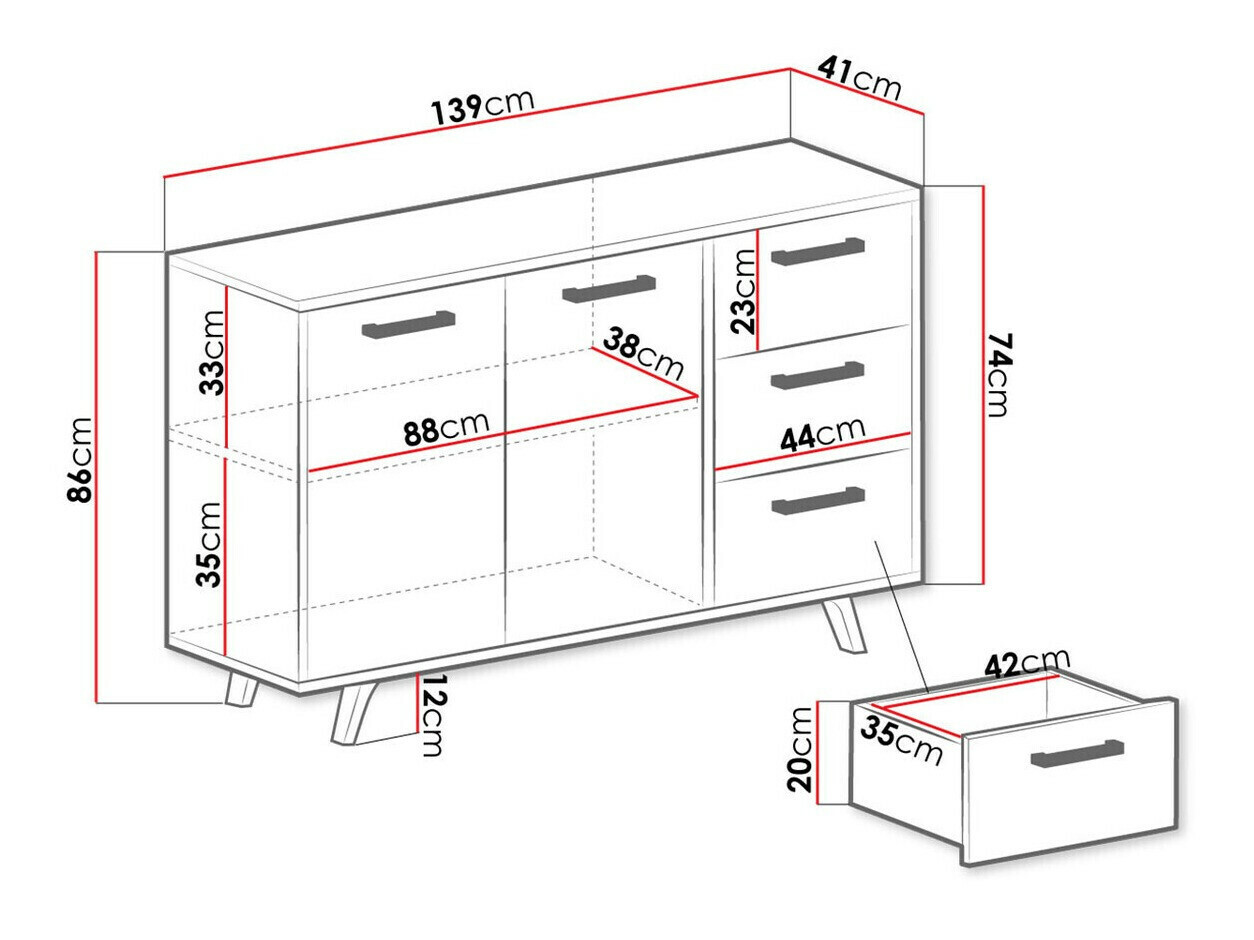 Chest of drawers Rosa (Green + Golden)