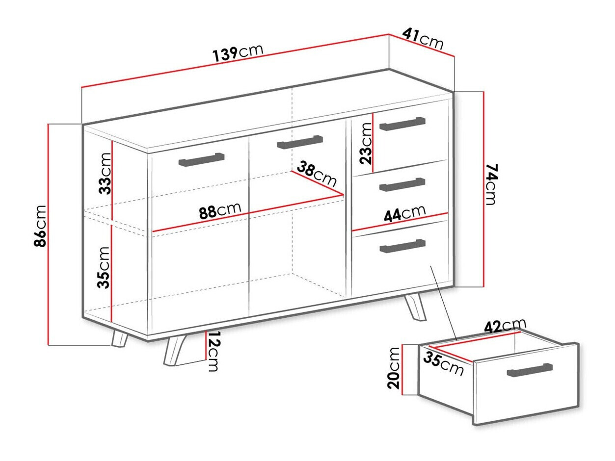 Chest of drawers Rosa (Purple + Golden)