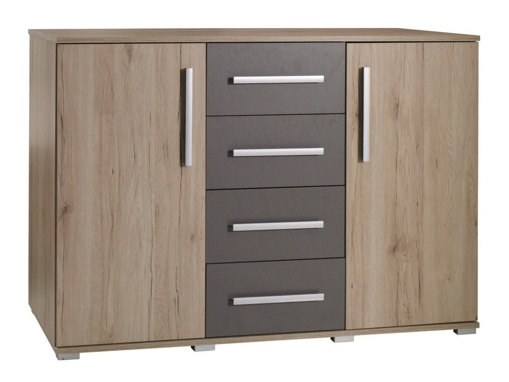 Chest of drawers Murrieta 148 (San Remo oak + Grey)