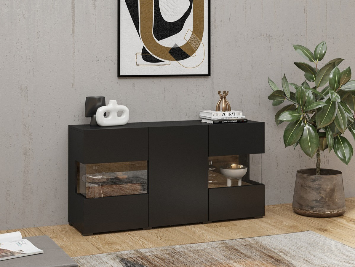 Sideboard Revmiru 102 (Black + Wotan Oak)