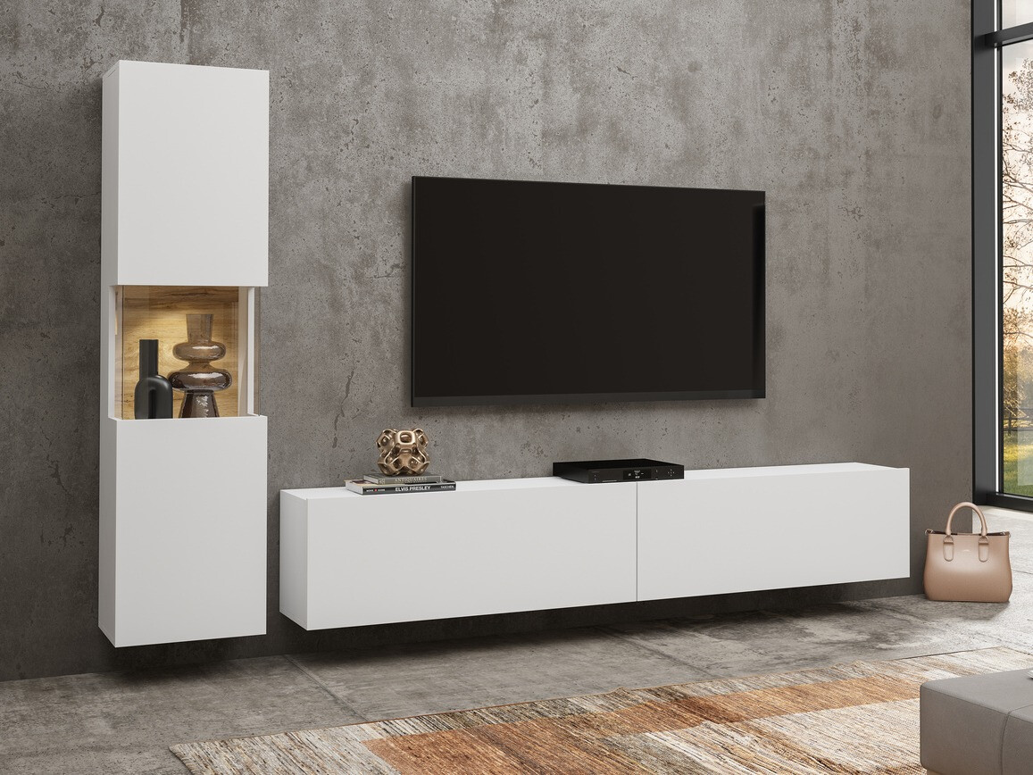 TV stand Revmiru 104 (White + Wotan Oak)