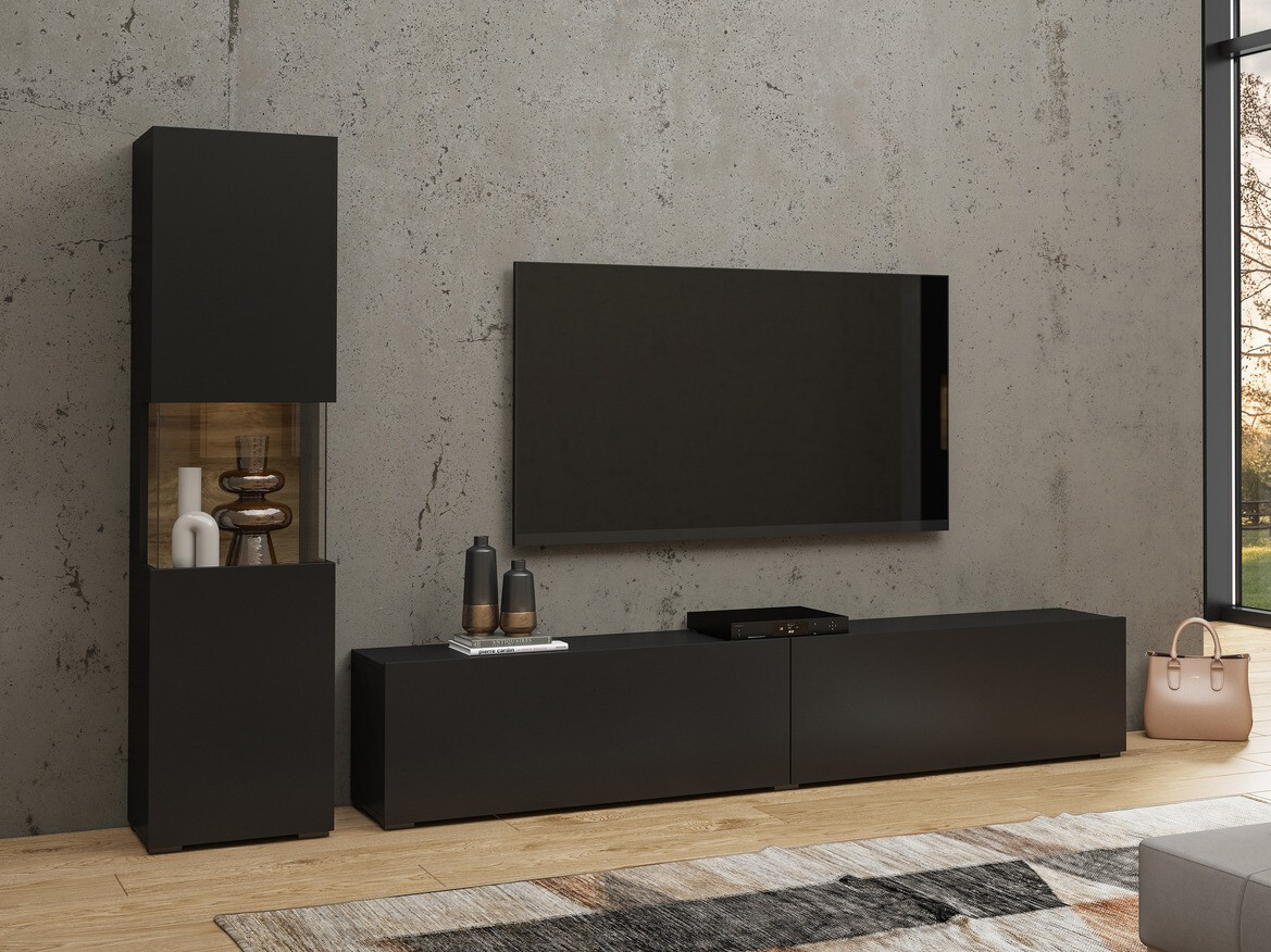 Living room set Revmiru 105 (Black + Wotan Oak)