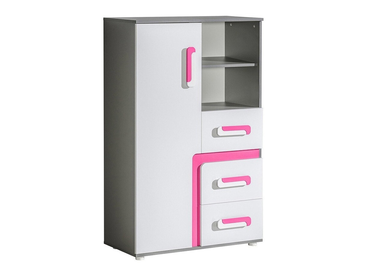 Chest of drawers Levtala 106 (Anthracite + White + Pink)