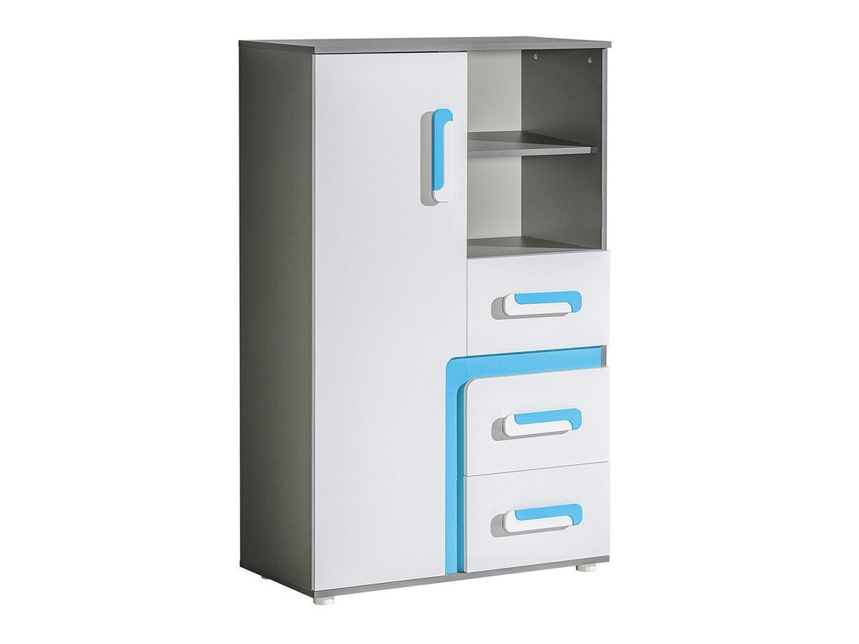 Chest of drawers Levtala 106 (Anthracite + White + Turquoise)