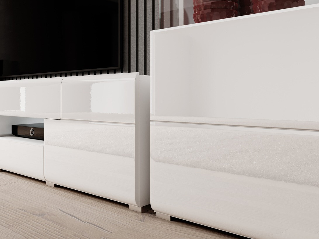 Chest of drawers Torsone 108 (White + Glossy white)