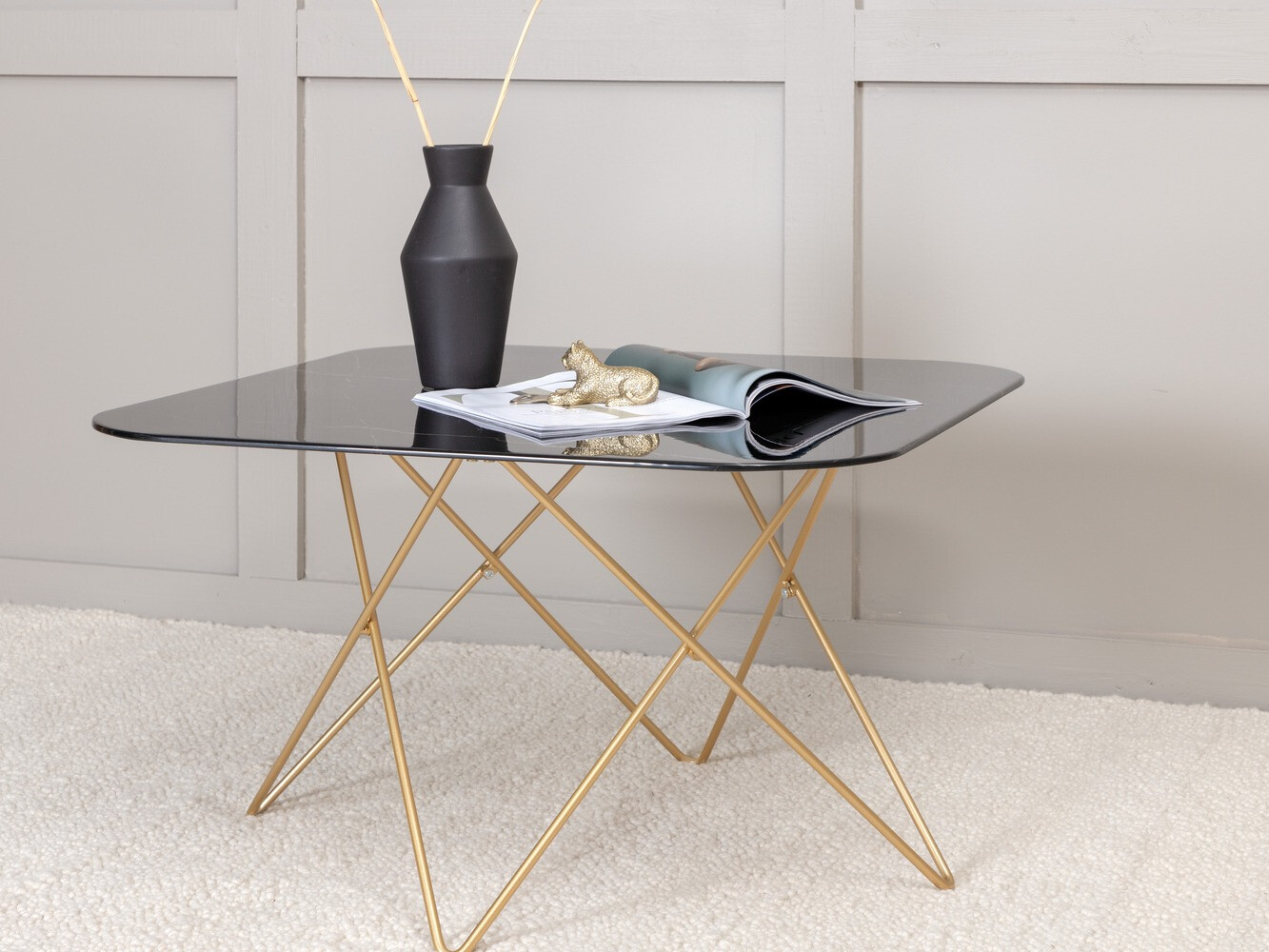 Coffee table Dallas 1723 (Black + Brass)