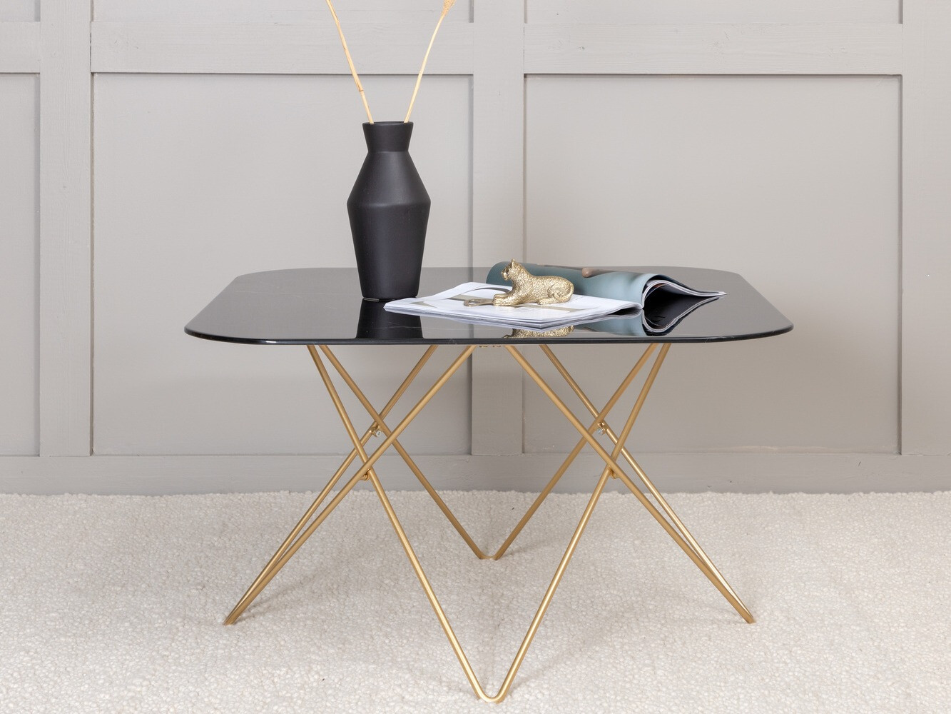Coffee table Dallas 1723 (Black + Brass)