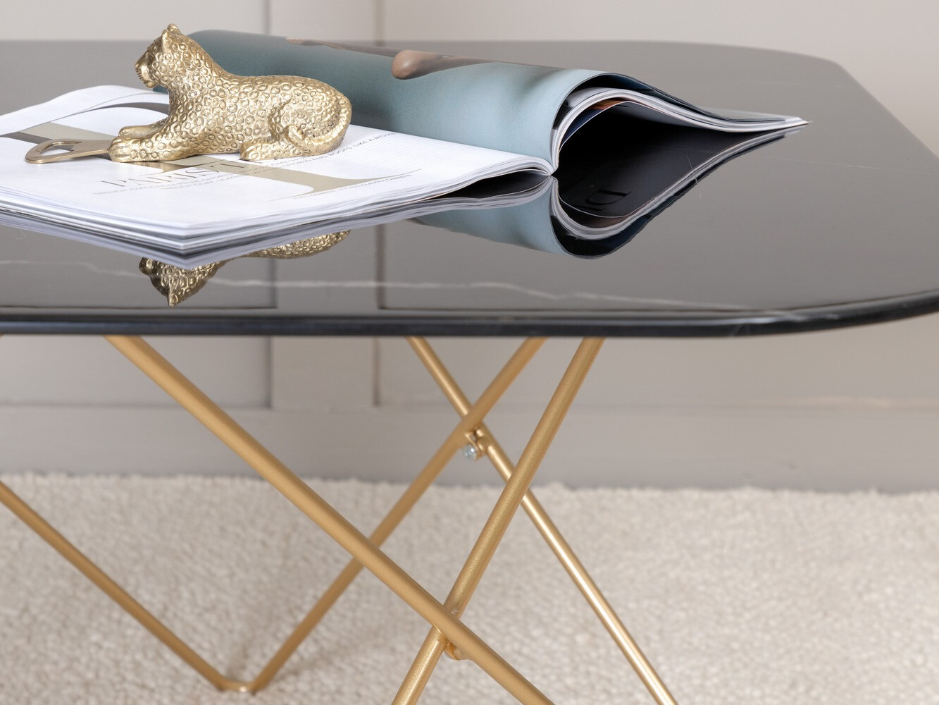 Coffee table Dallas 1723 (Black + Brass)