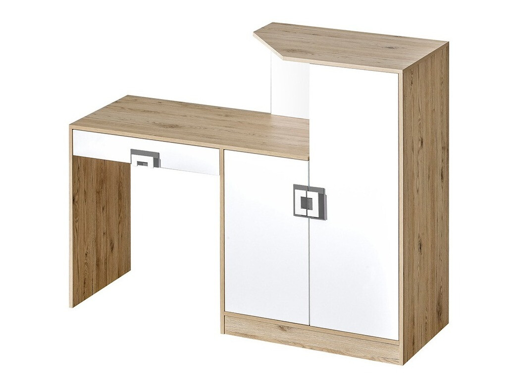 Desk Balvire 111 (Light oak + White + Grey)