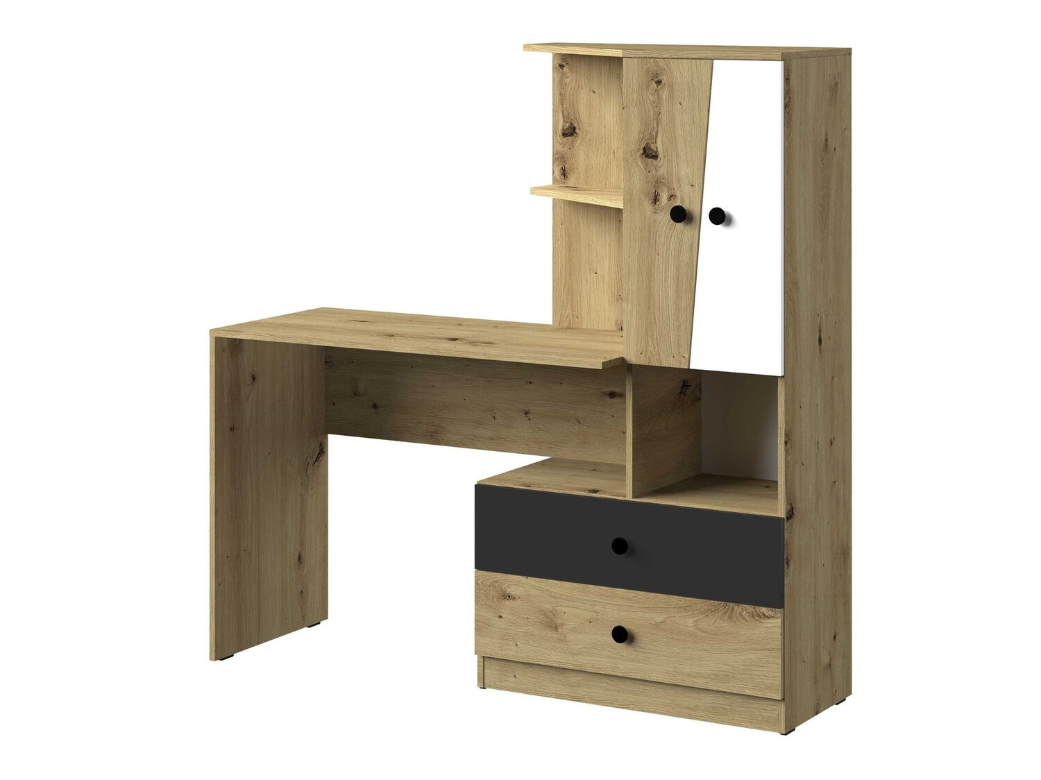 Desk Mirelbu 110 (Artisan oak + White + Black)