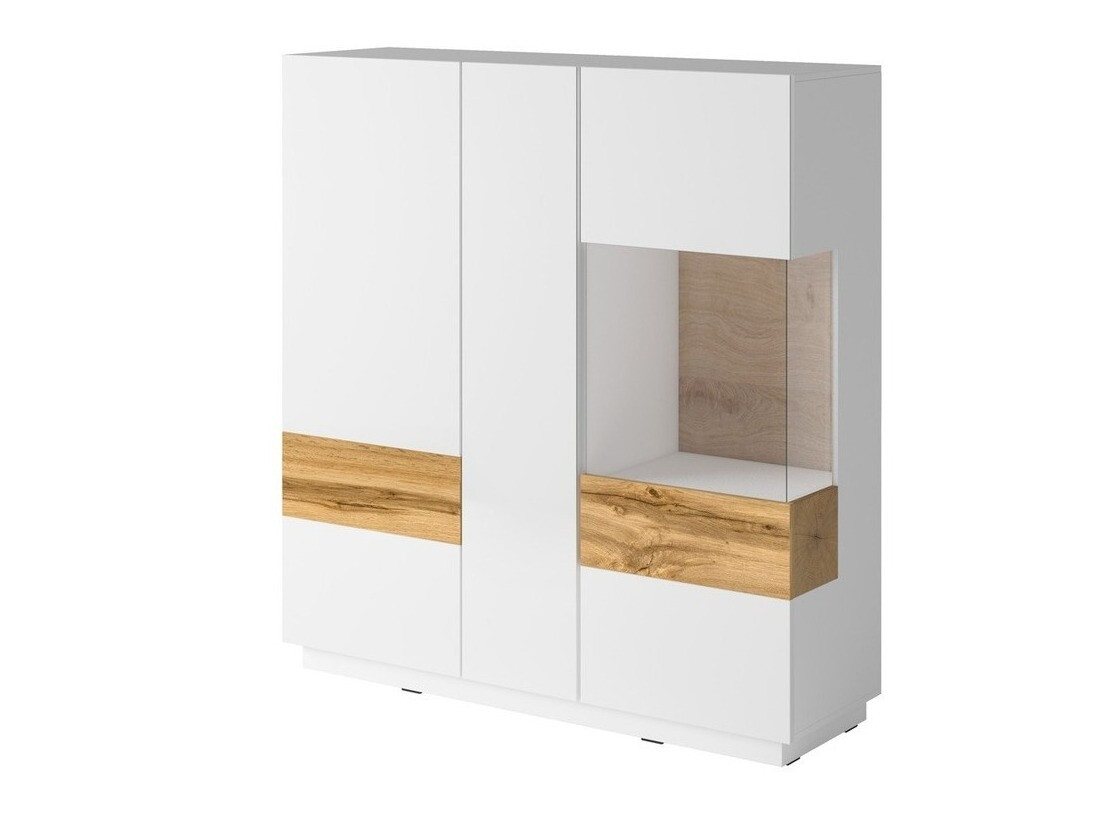 Sideboard Livlore 106 (White + Glossy white + Wotan Oak)