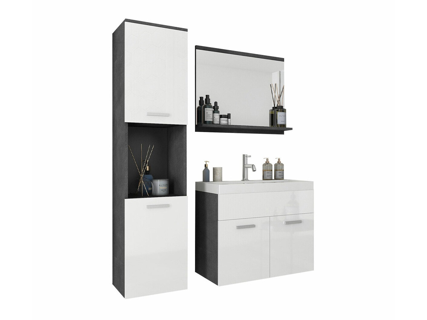 Bathroom set Sarasota 122 (Matera grey + Glossy white)