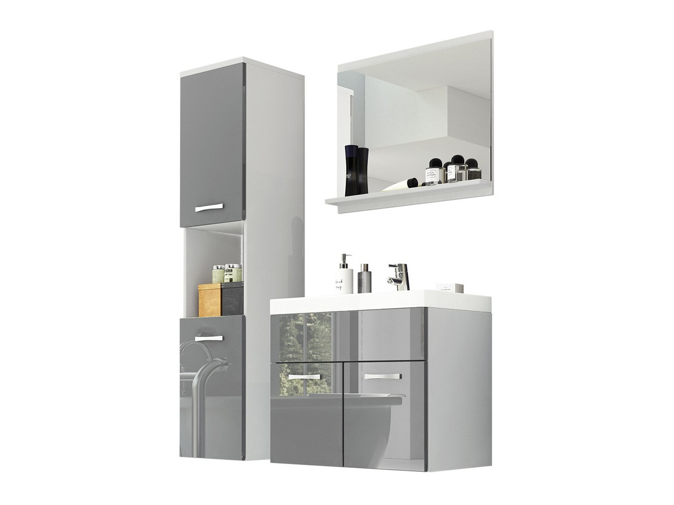 Bathroom set Sarasota 122 (White + Glossy grey)