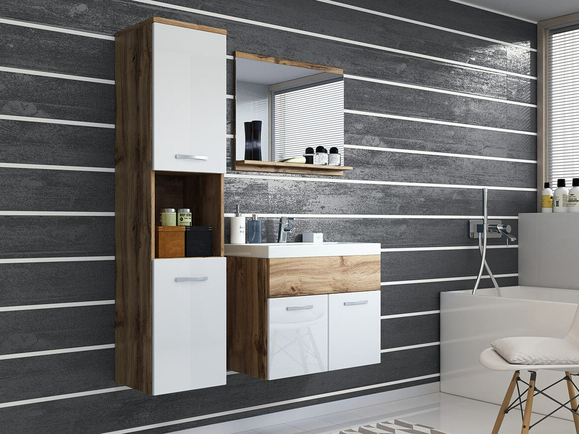 Bathroom set Sarasota 122 (Wotan Oak + Glossy white)