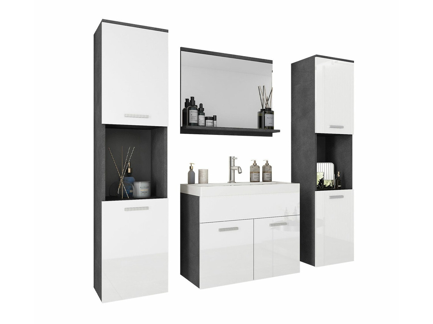 Bathroom set Sarasota 123 (Matera grey + Glossy white)