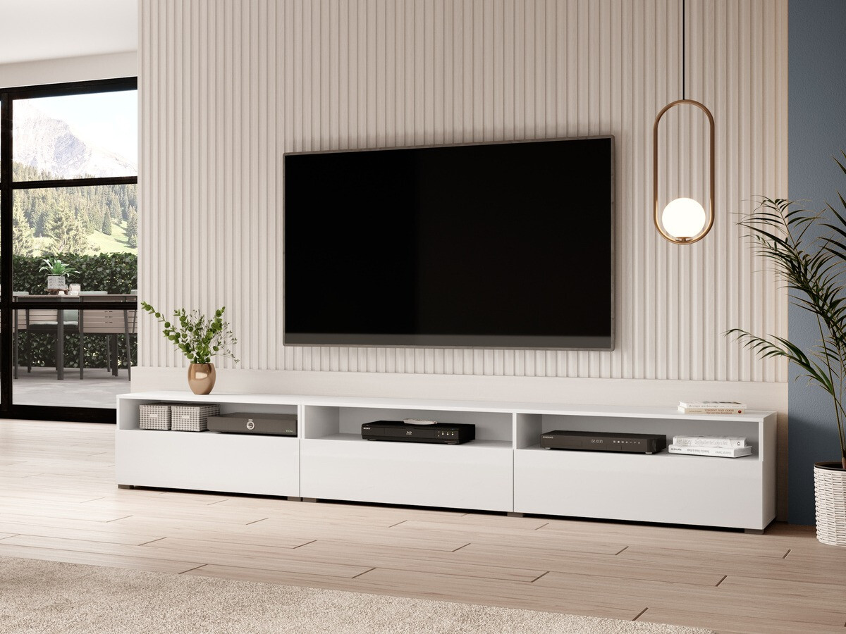 TV stand Serodeu 105 (White + Glossy white)