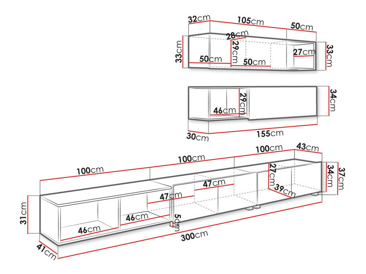 Living room set Remus XXV (Black + Glossy black + Artisan oak)