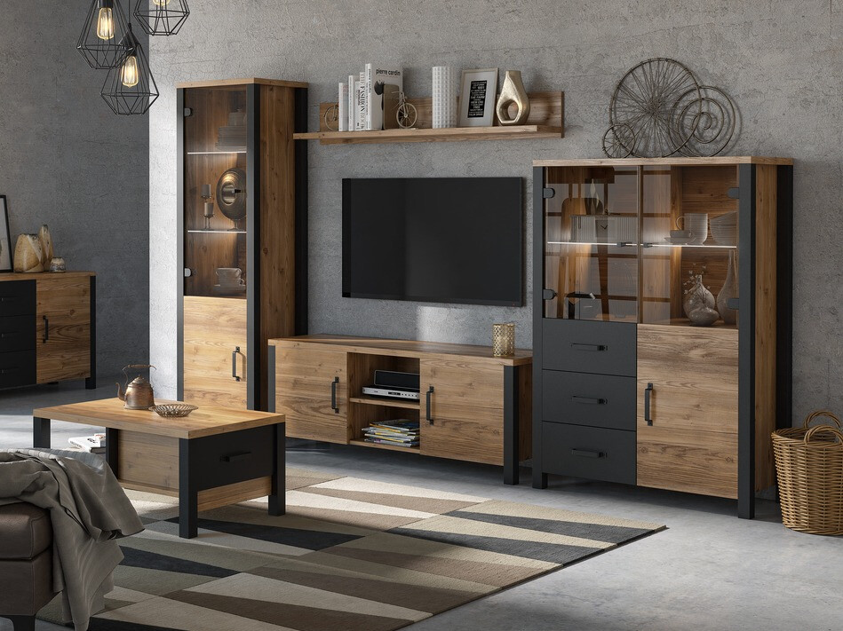 Bookcase Tornua 105 (Dark spruce + Matte black)