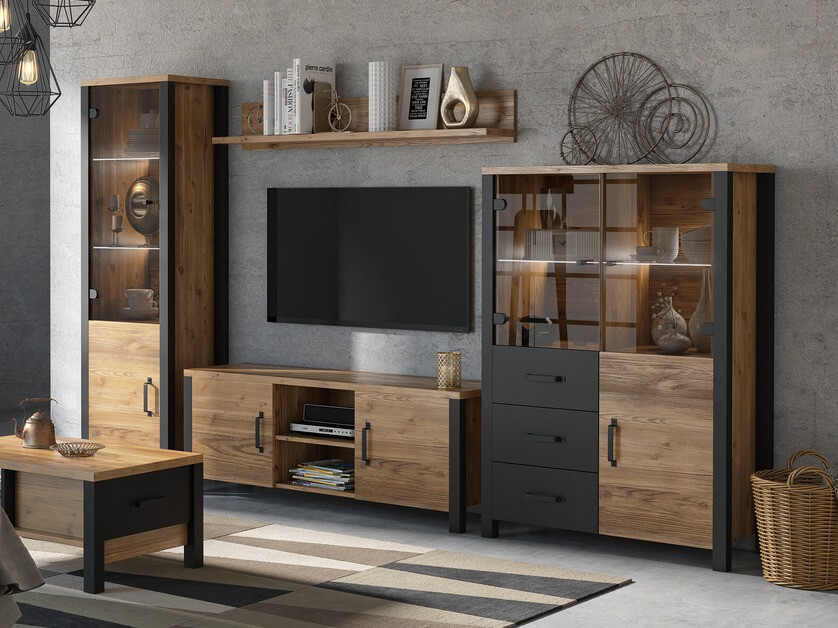 TV stand Tornua 104 (Dark spruce + Matte black)