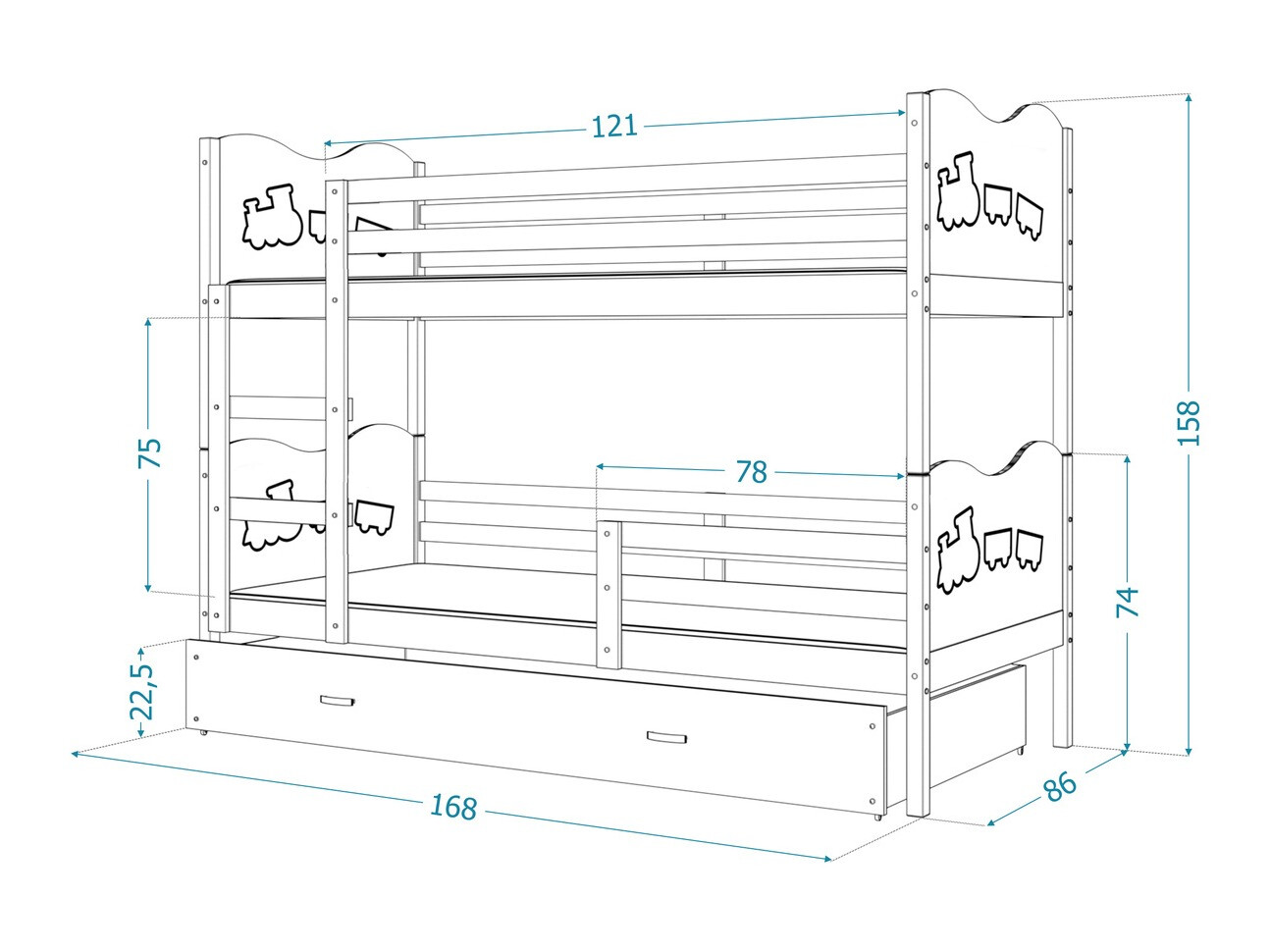 Bunk bed Aurora 110 (Blue)