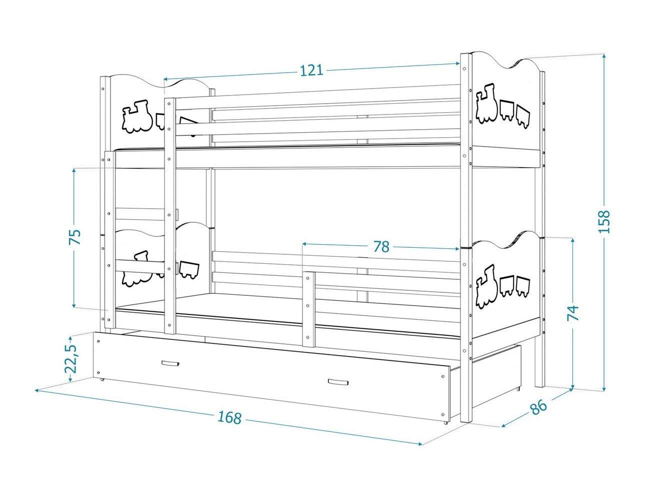 Bunk bed Aurora 110 (Blue)