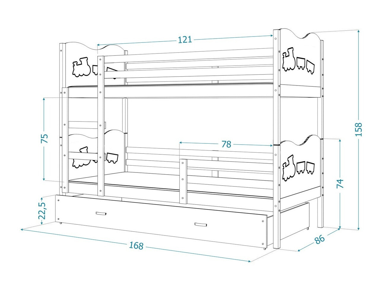 Bunk bed Aurora 110 (Grey)