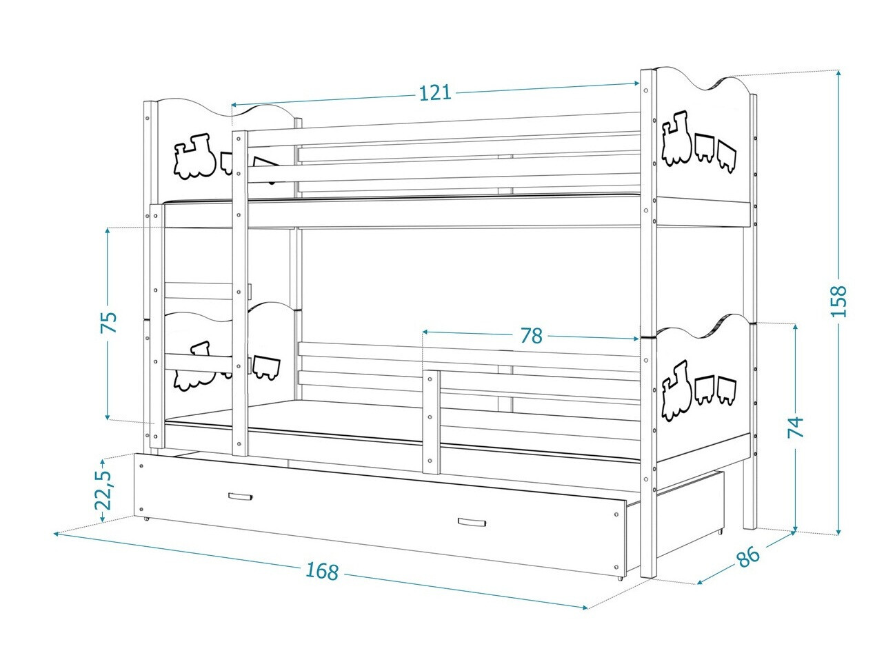 Bunk bed Aurora 110 (Grey)
