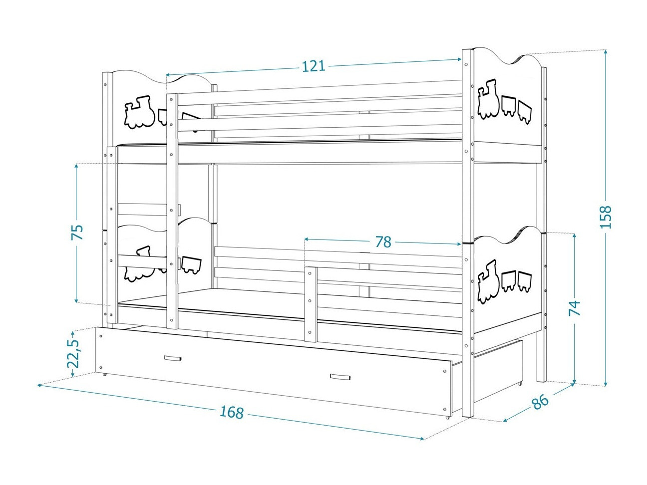 Bunk bed Aurora 110 (White)