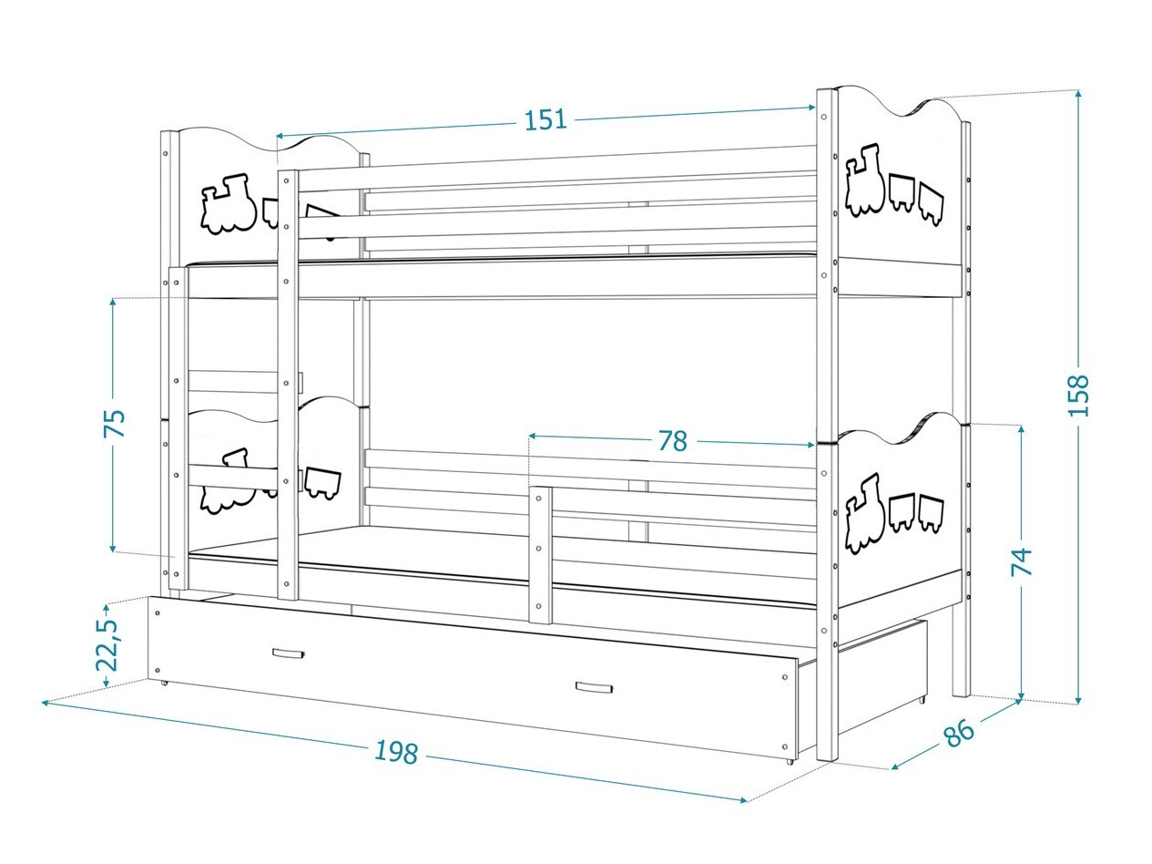 Bunk bed Aurora 111 (Blue)