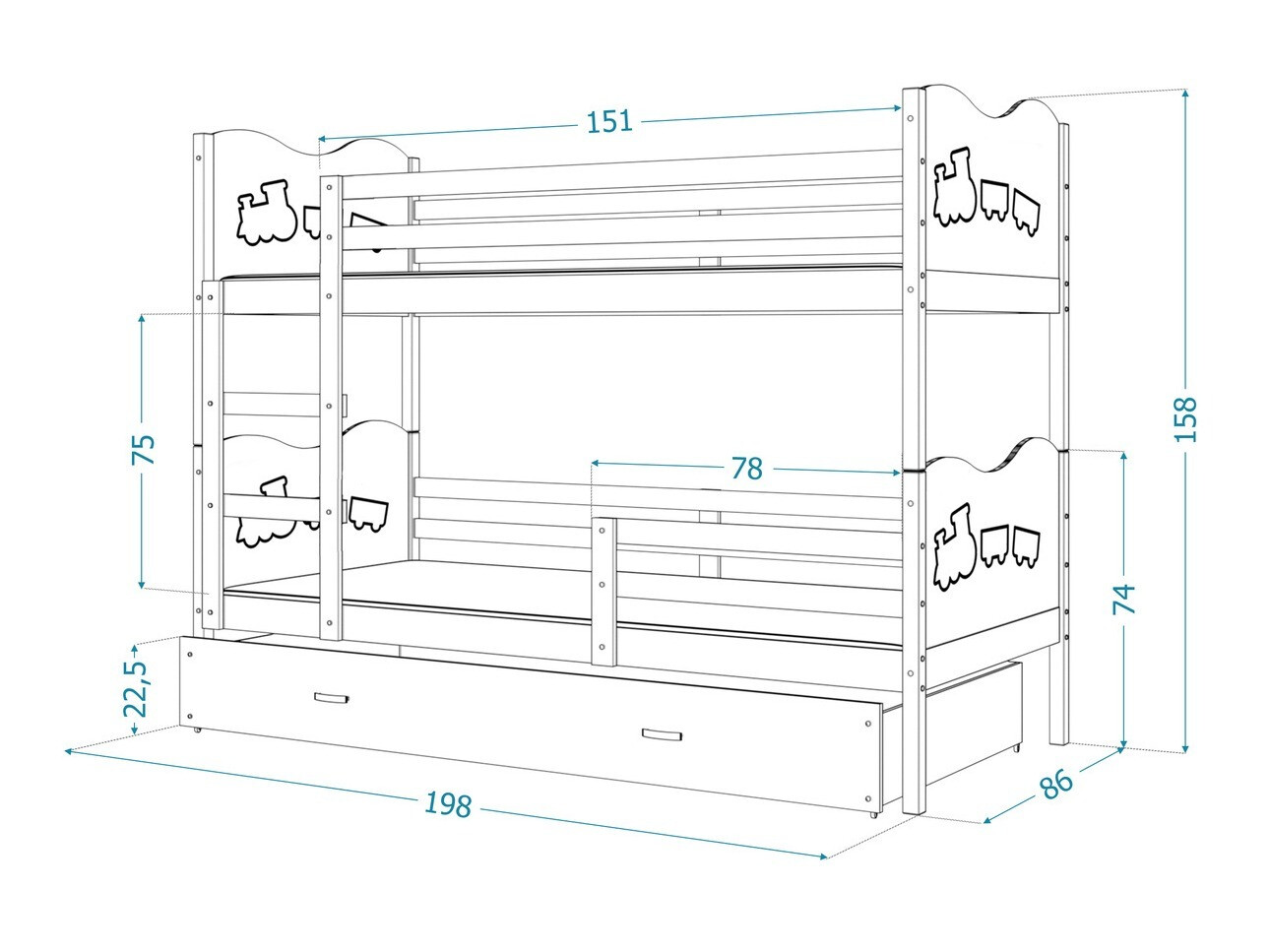 Bunk bed Aurora 111 (White)