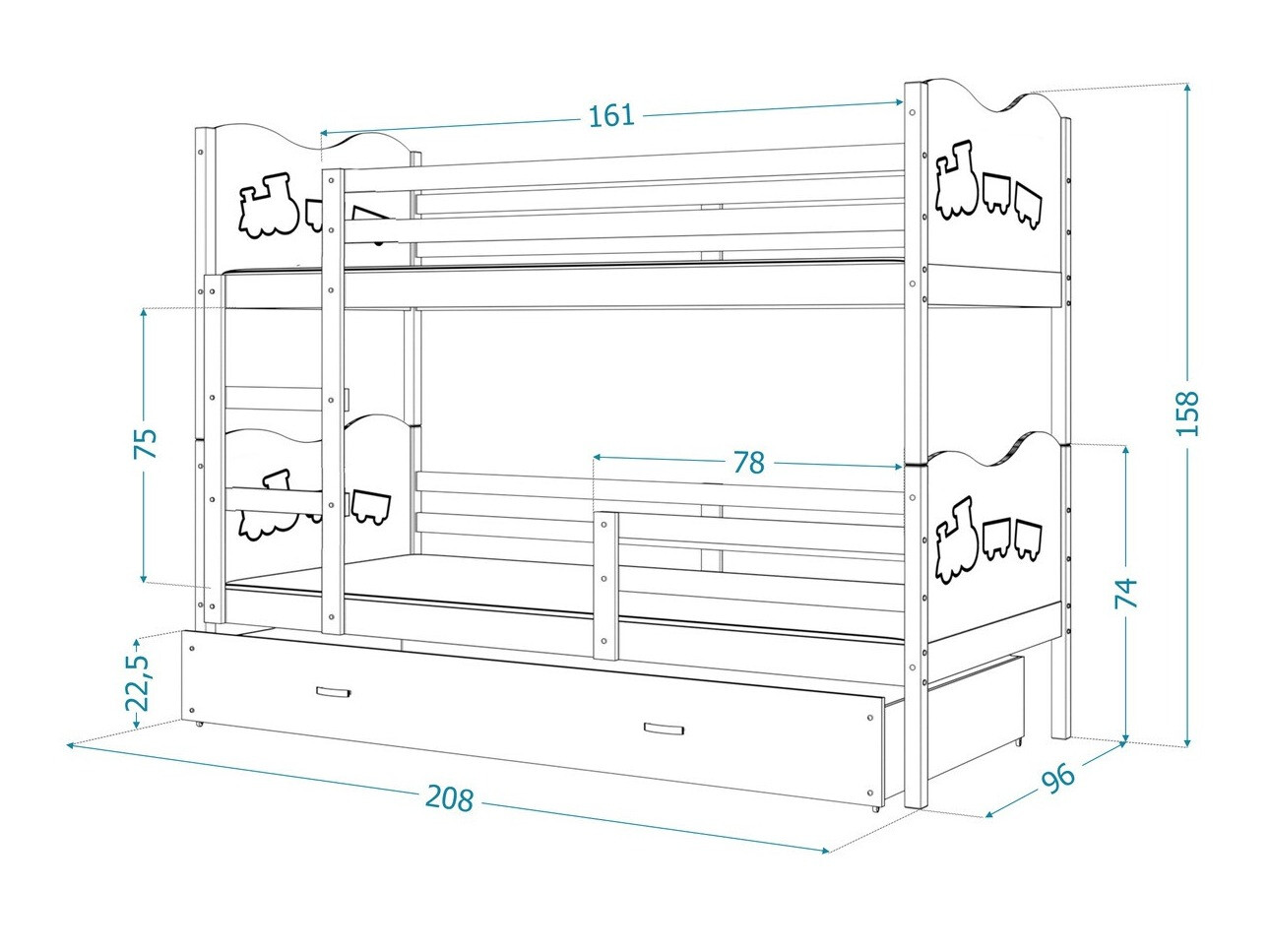 Bunk bed Aurora 112 (Blue)