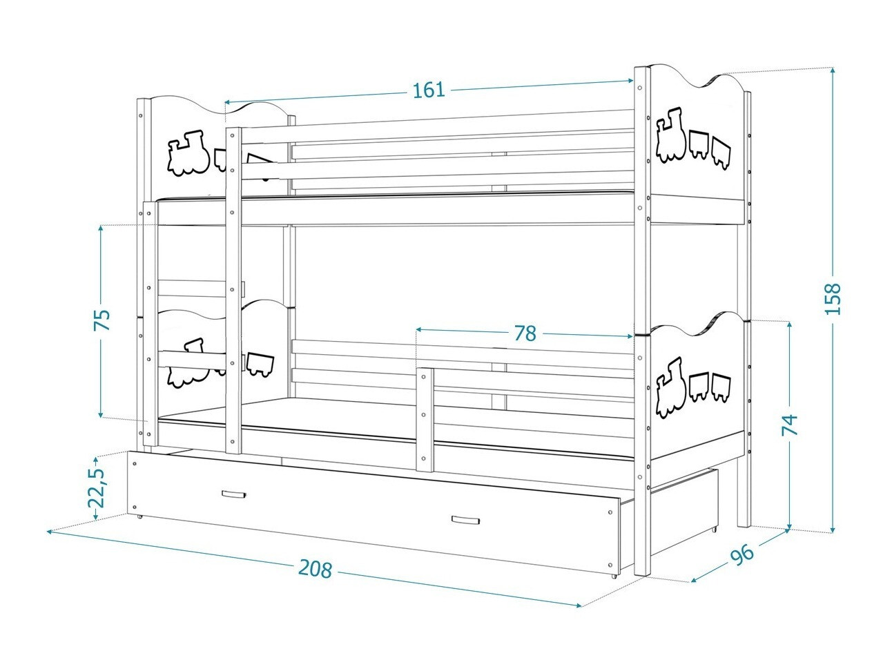 Bunk bed Aurora 112 (Blue)
