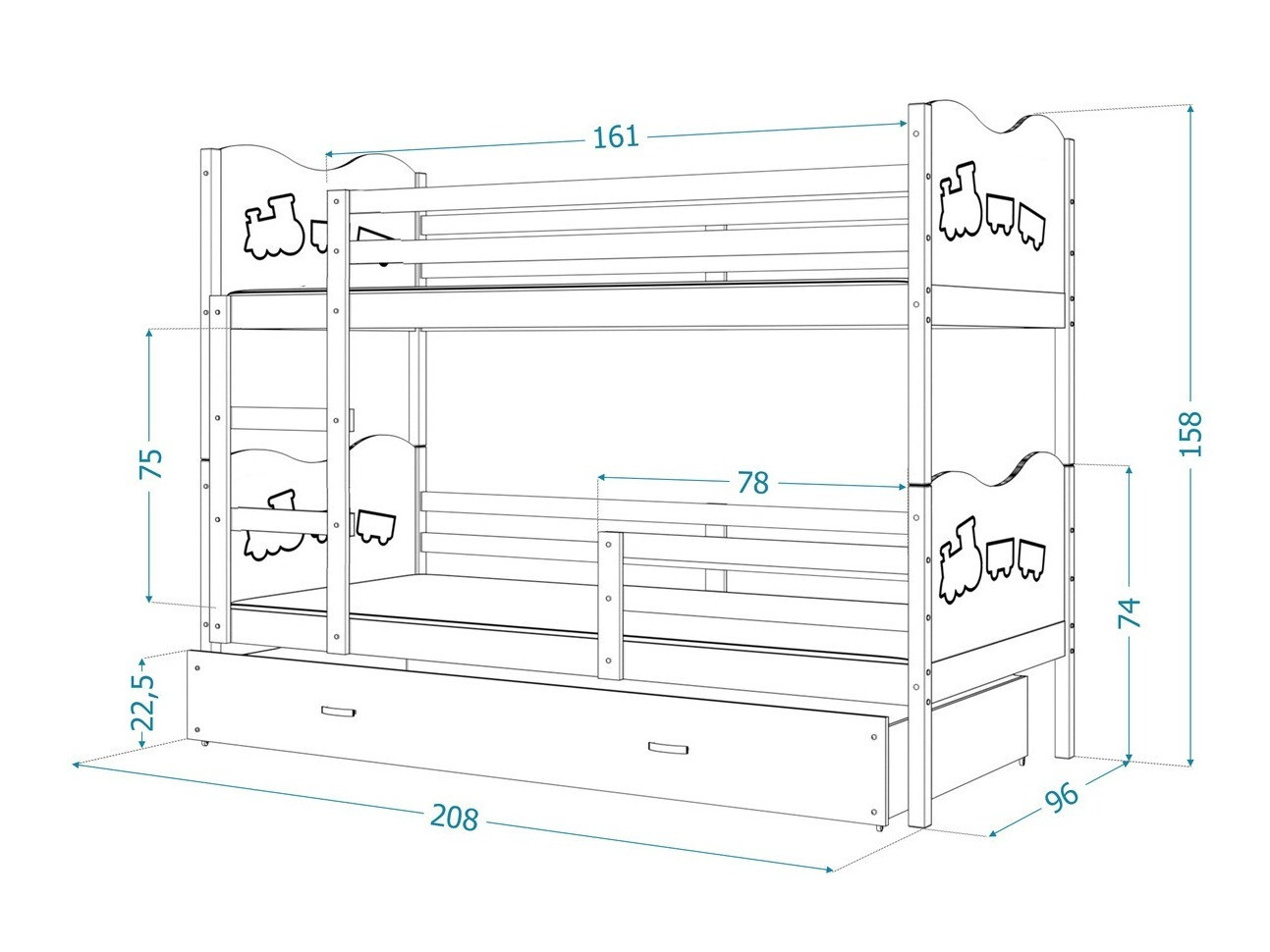 Bunk bed Aurora 112 (Grey)