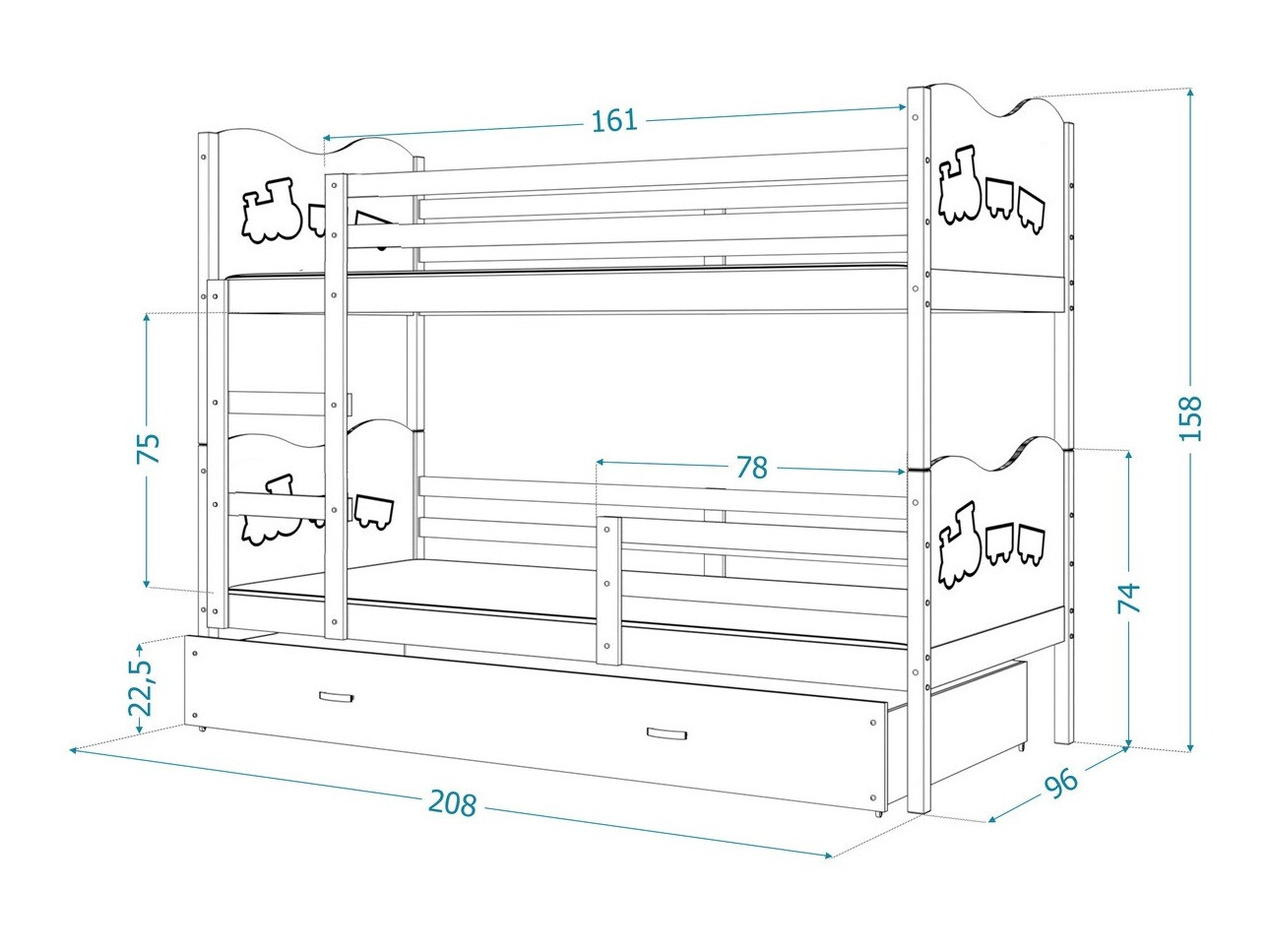 Bunk bed Aurora 112 (Grey)