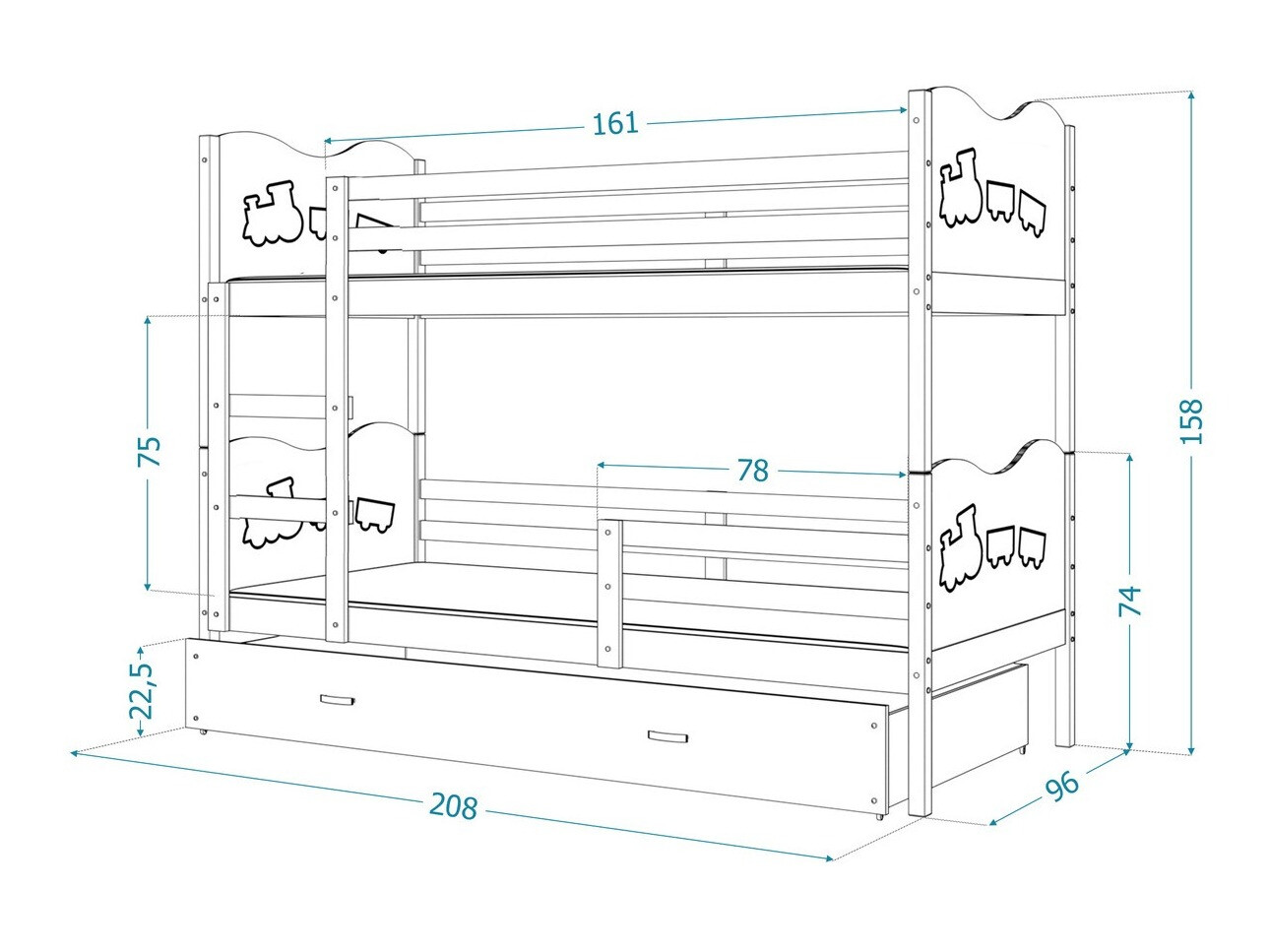Bunk bed Aurora 112 (White)