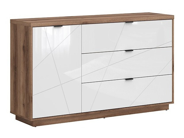 Chest of drawers Fivale 100 (Dark Delano oak + Glossy white)