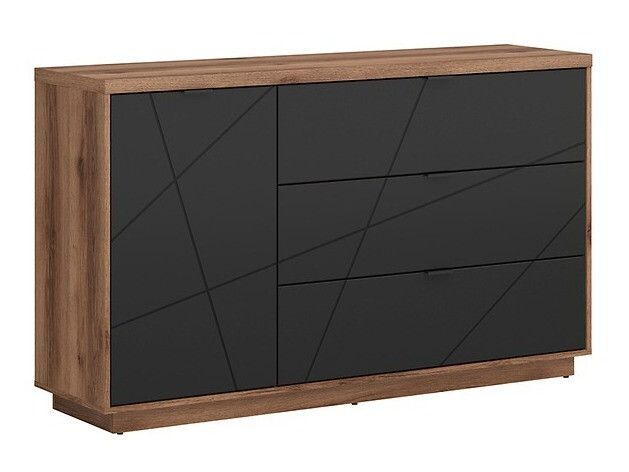 Chest of drawers Fivale 100 (Dark Delano oak + Matte black)