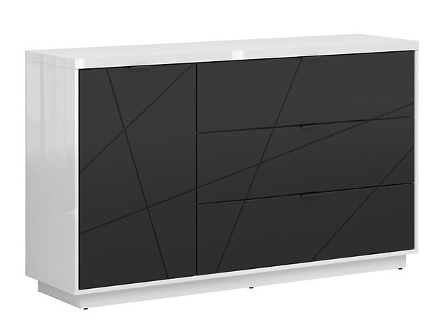 Chest of drawers Fivale 100 (Glossy white + Matte black)