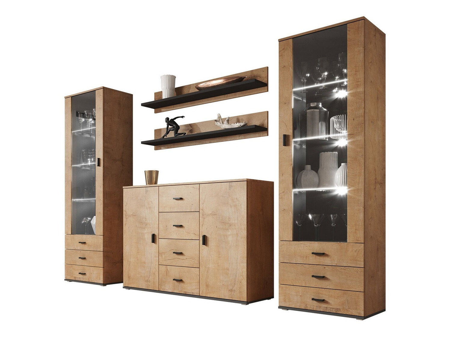 Living room set Tornola 112 (Lefkas oak + Black)