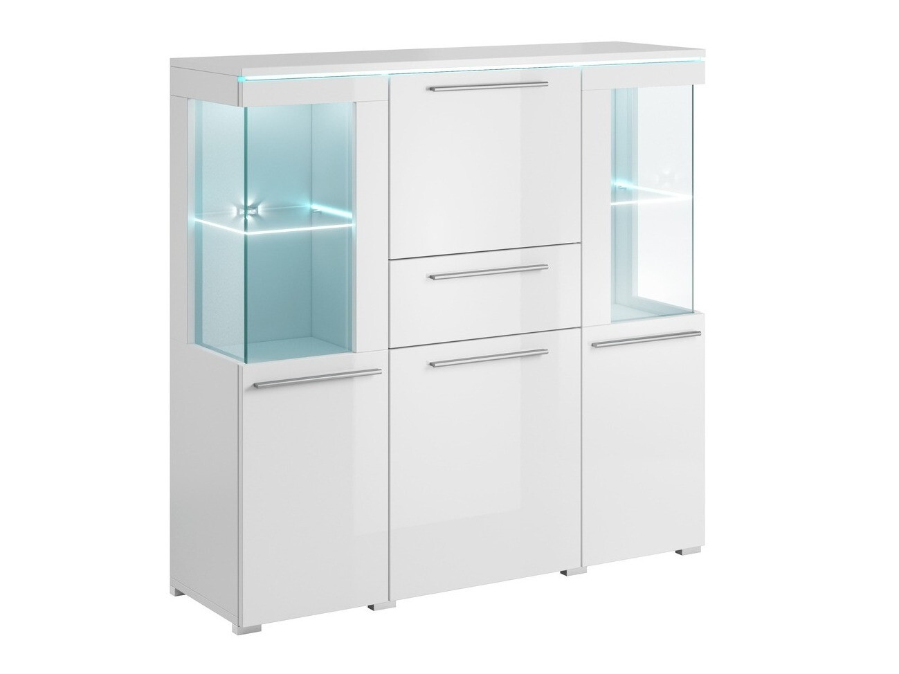 Chest of drawers Torvire 115 (White + Glossy white)