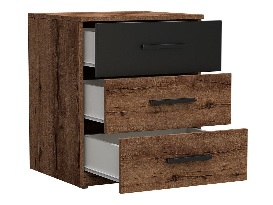 Bedside table Levruvu 107 (Monastery oak + Black)
