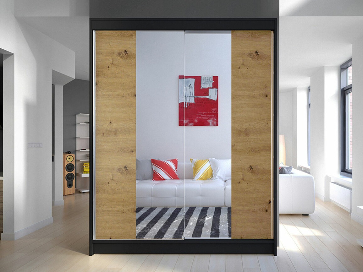 Wardrobe Closico Vastor II (Black + Artisan oak)