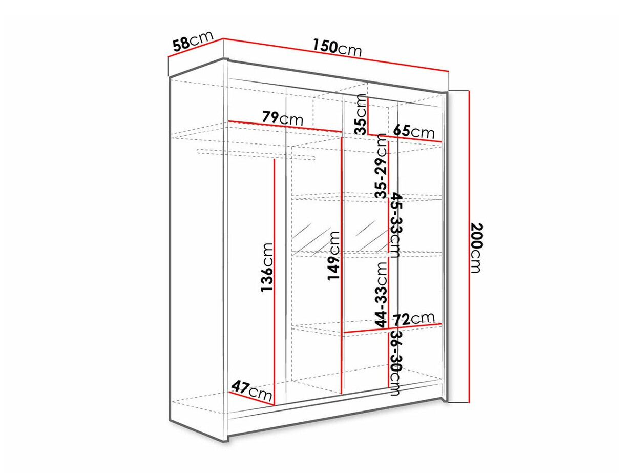 Wardrobe Closico Vastor II (Black + Artisan oak)