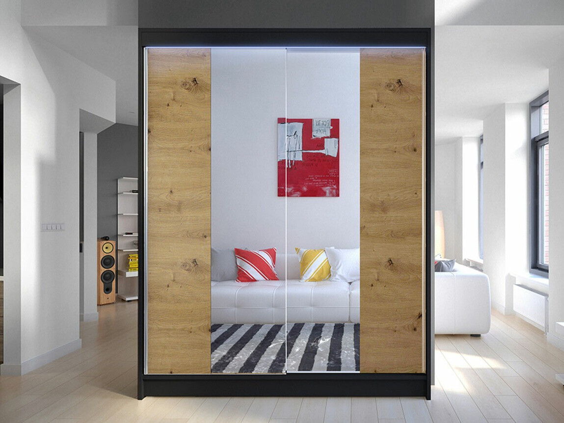 Wardrobe Closico Vastor II (Black + Artisan oak)