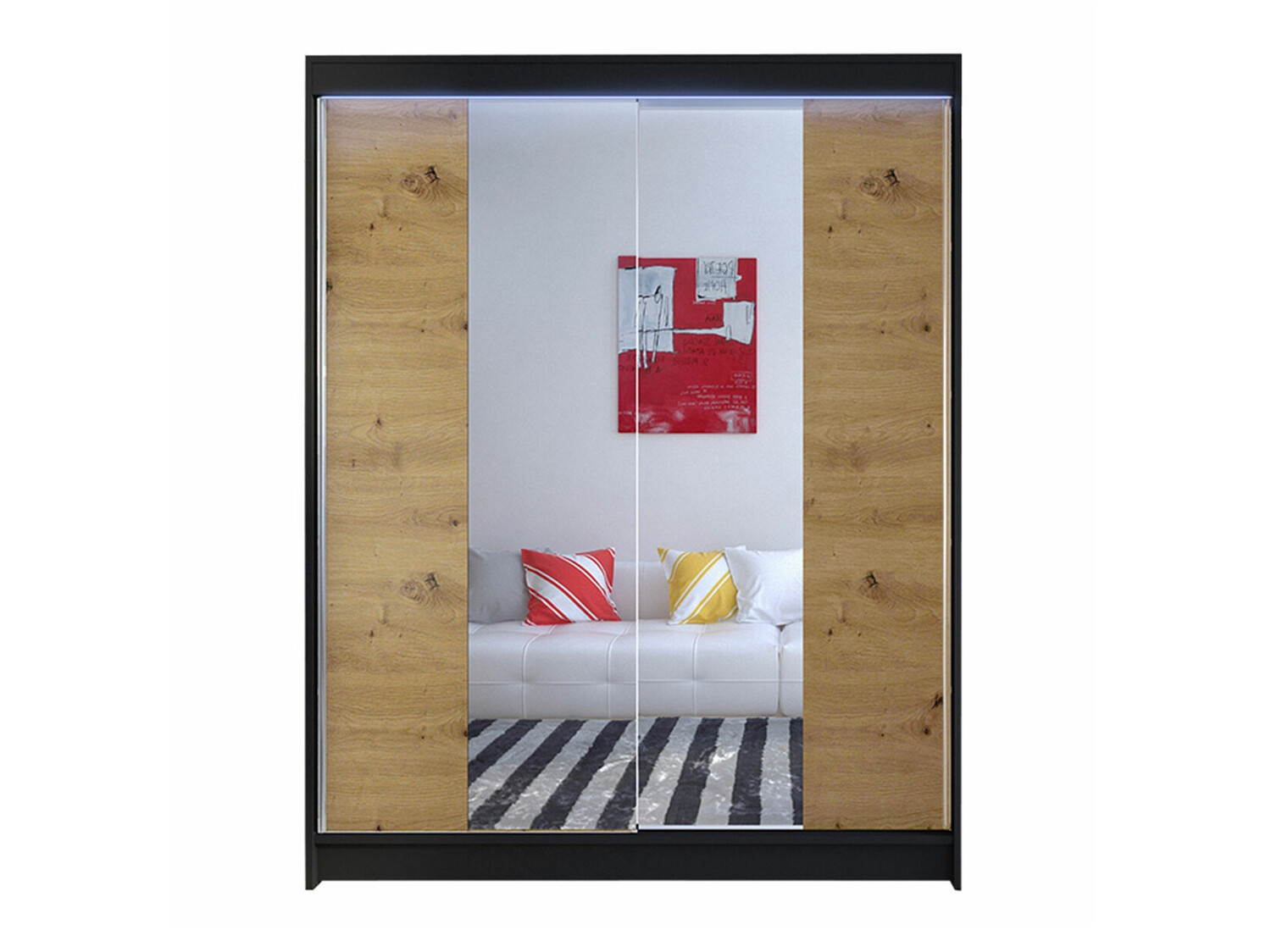 Wardrobe Closico Vastor II (Black + Artisan oak)