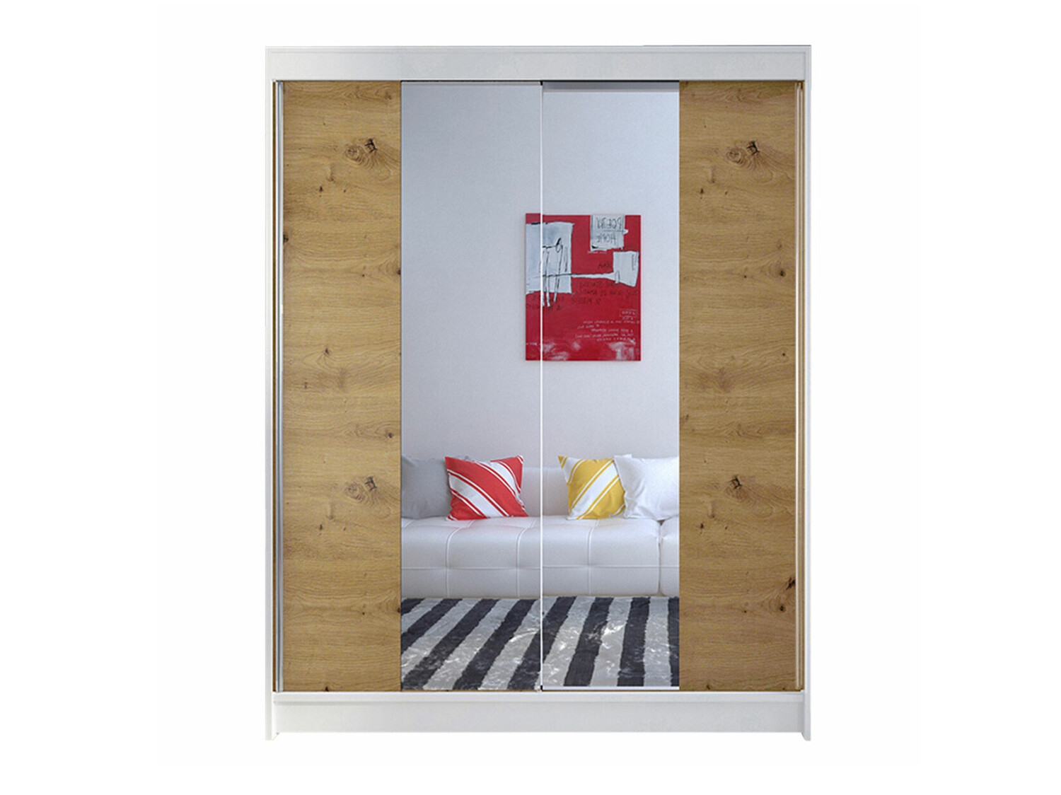 Wardrobe Closico Vastor II (White + Artisan oak)