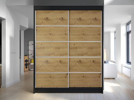 Wardrobe Closico 145 (Black + Artisan oak)