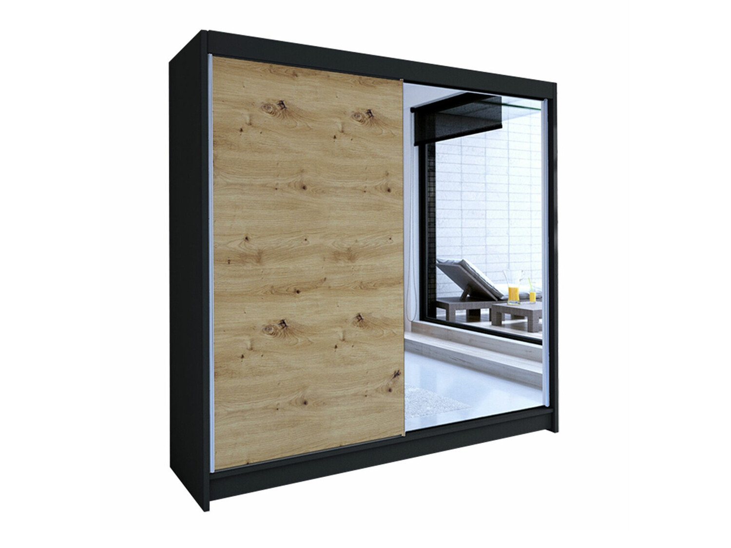 Wardrobe Closico Cavaris I (Black + Artisan oak)