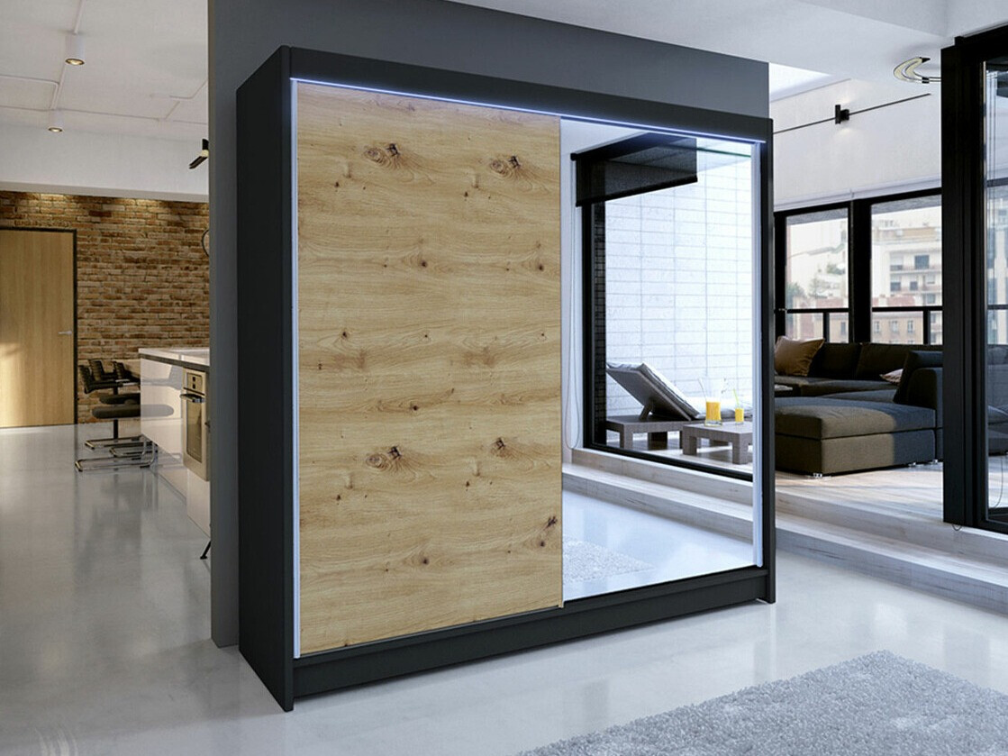 Wardrobe Closico Cavaris I (Black + Artisan oak)
