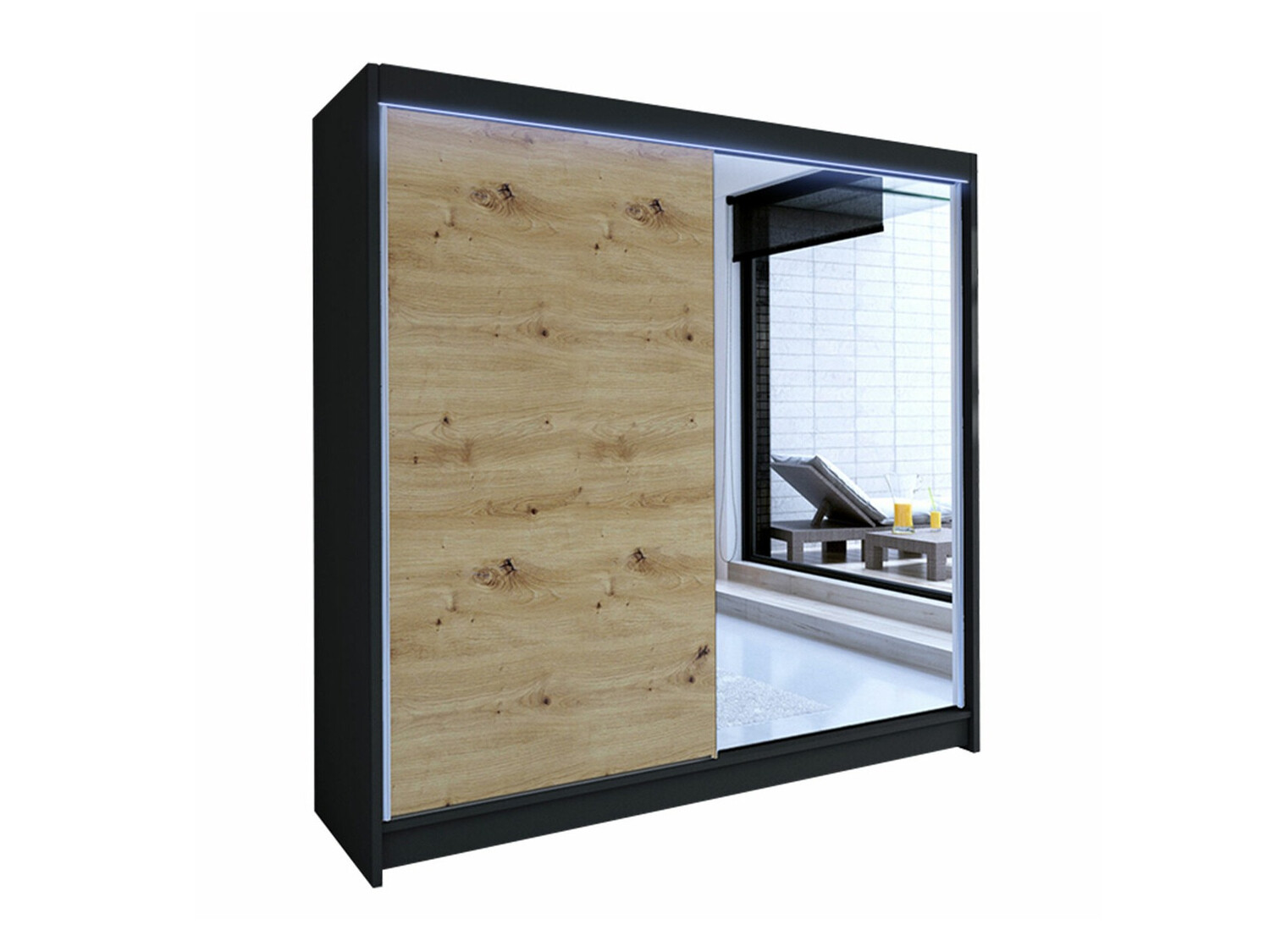 Wardrobe Closico Cavaris I (Black + Artisan oak)
